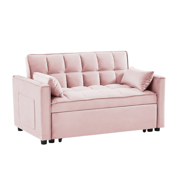 English Elm Modern Velvet Convertible Loveseat Sleeper with Reclining Backrest for Small Spaces W1359P205269