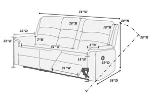 English Elm 3pc Reclining Living Room Set Sofa Loveseat Burlap Fabric Vertical Tufted Dark Gray B011S02374