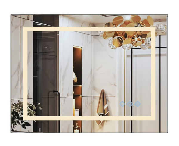 English Elm 48x36inch LED Bathroom Mirror with HD Float Glass, 3000-6000K Dimmable Back & Front Light, IP54 Anti-Fog, UL-Certified Mountable-Friendly W2091126994