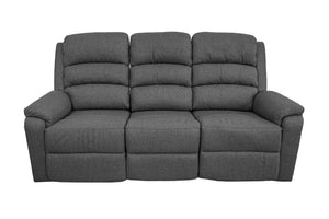 English Elm 3pc Reclining Living Room Set Sofa Loveseat Burlap Fabric Vertical Tufted Dark Gray B011S02374
