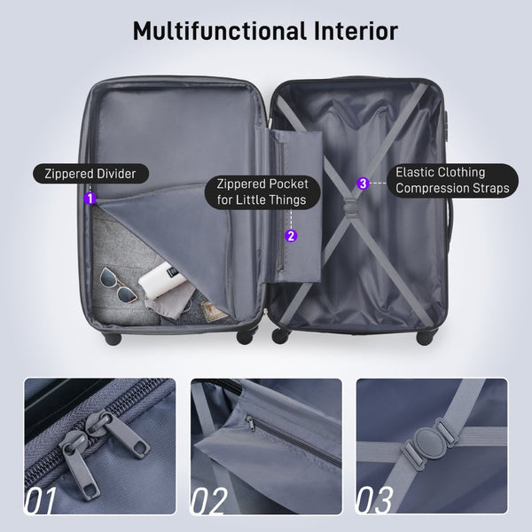 English Elm Hardshell 5 Piece Abs Spinner Luggage Set with Tsa Lock Expandable Travel Suitcases Purple PP310249AAI