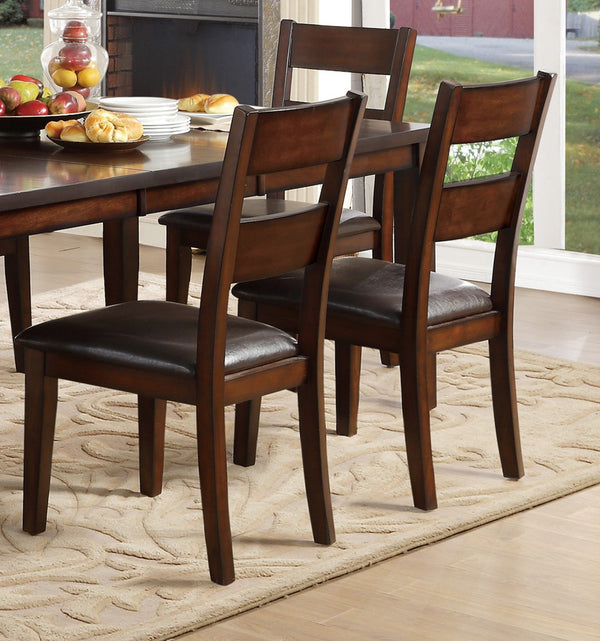 English Elm Cherry 7-Piece Transitional Dining Set With Draw-Leaf Table And 6 Faux Leather Ladder-Back Chairs B011S00569
