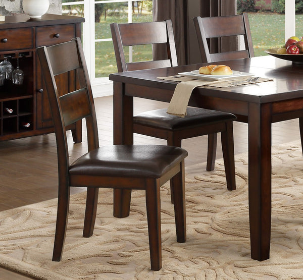 English Elm Cherry Finish 5-Piece Dining Set With Draw-Leaf Table & 4 Faux Leather Ladder Back Chairs, Durable Design B011S00570