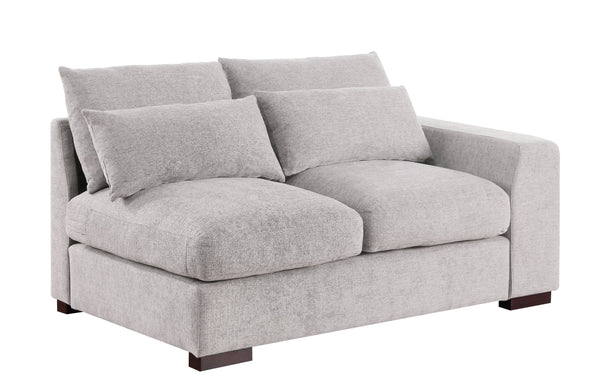 English Elm Tatman Linen Blend Sectional with Block Legs and 4 Toss Pillows—Plush Foam Seats, Easy Assembly Light Gray B102S00020