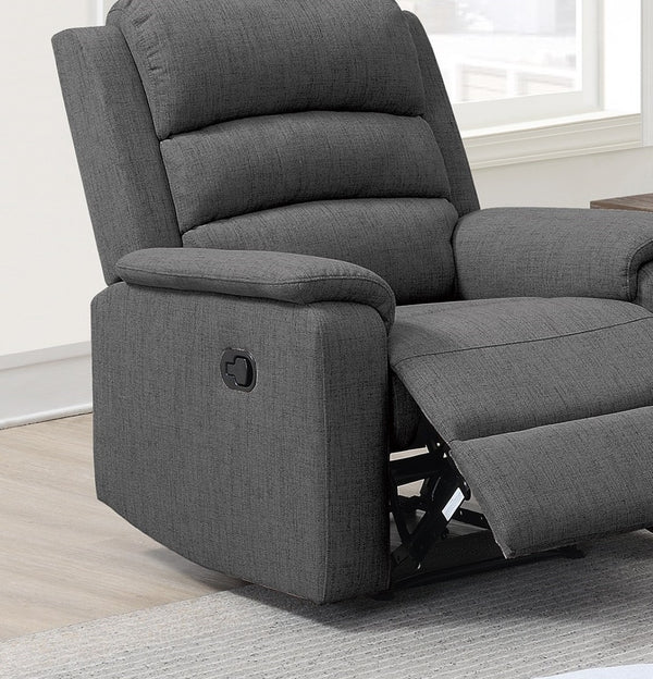 English Elm Modern Vertically Tufted Sofa and Recliner Set Burlap Fabric for Living Rooms B011S02376