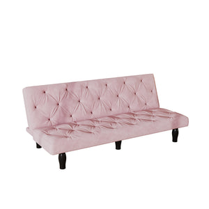 English Elm Sofa 66" Velvet Sofa Bed - Pink Convertible 3-Seater Sleeper, Solid Wood Frame, 500lb Capacity W127860393