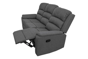 English Elm Modern Vertically Tufted Sofa and Recliner Set Burlap Fabric for Living Rooms B011S02376
