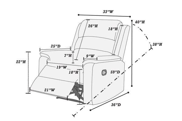 English Elm Modern Burlap Fabric Recliner Chair with Padded Headrest & Armrests, Manual Motion, Stylish Comfort for Living Room Dark Gray 34 L x 31 W x 26 H B011133822
