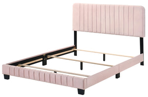 English Elm Contemporary Velvet Full Bed with Durable Frame, Lively Finish and Modern Lines for Stylish Bedrooms Pink 27 L x 60 W x 5 H B078107878