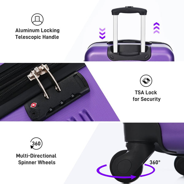 English Elm Hardshell 5 Piece Abs Spinner Luggage Set with Tsa Lock Expandable Travel Suitcases Purple PP310249AAI