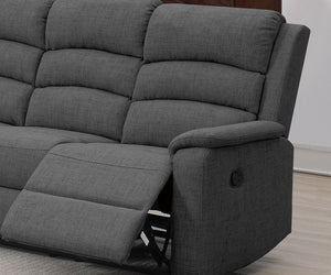 English Elm Modern Vertically Tufted Sofa and Recliner Set Burlap Fabric for Living Rooms B011S02376