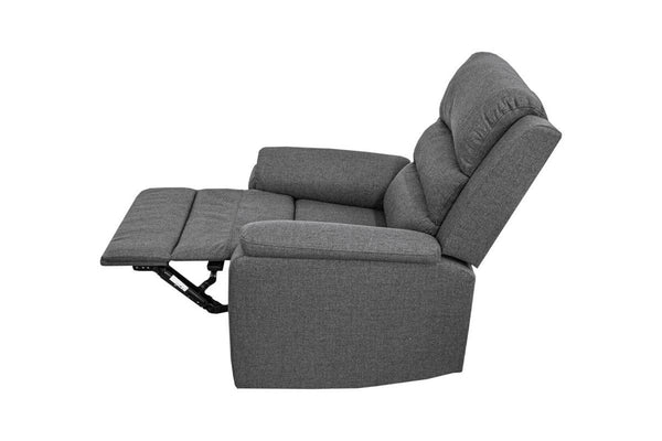 English Elm Modern Vertically Tufted Sofa and Recliner Set Burlap Fabric for Living Rooms B011S02376