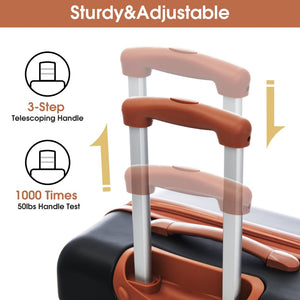 English Elm Hardshell 5 Piece Abs Spinner Luggage Set with Tsa Lock Expandable Travel Suitcases Black+Brown PP310249AAP