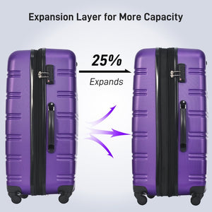 English Elm Hardshell 5 Piece Abs Spinner Luggage Set with Tsa Lock Expandable Travel Suitcases Purple PP310249AAI