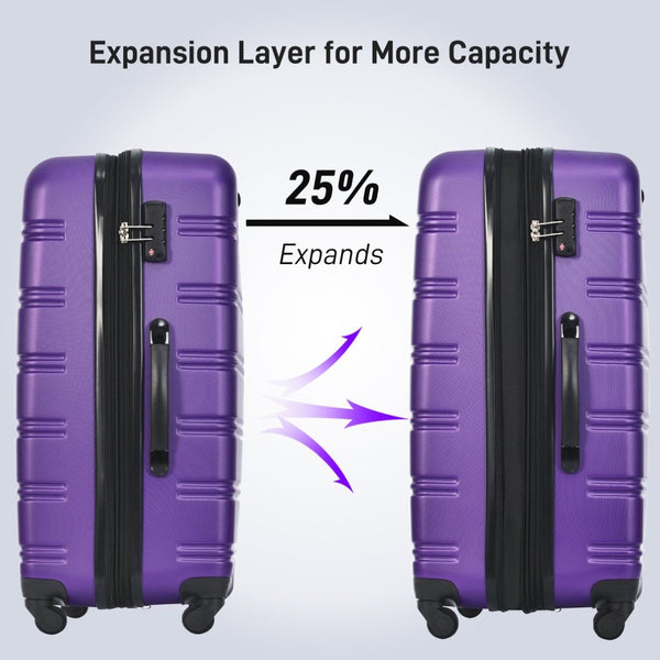 English Elm Hardshell 5 Piece Abs Spinner Luggage Set with Tsa Lock Expandable Travel Suitcases Purple PP310249AAI