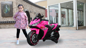 English Elm Kids 12v Electric Ride on Motorcycle with Light up Wheels Bluetooth and Training Pink W1760110298