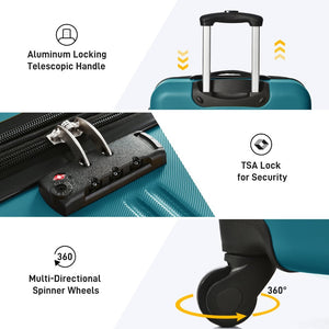 English Elm Hardshell 5 Piece Abs Spinner Luggage Set with Tsa Lock Expandable Travel Suitcases Blue PP310249AAF