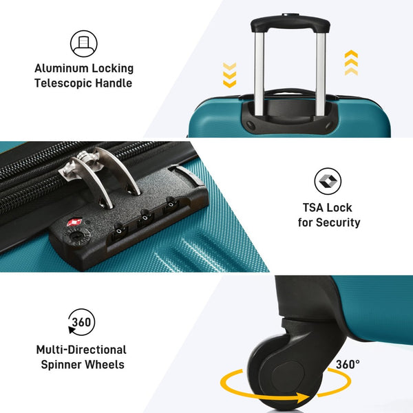 English Elm Hardshell 5 Piece Abs Spinner Luggage Set with Tsa Lock Expandable Travel Suitcases Blue PP310249AAF