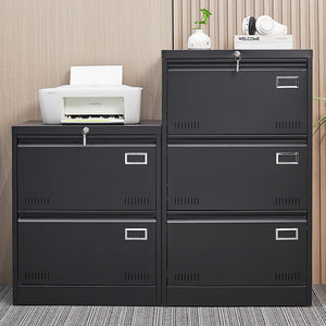 English Elm 2 Drawer Locking Metal File Cabinet Matte Black Powder Coat for Modern Home Office W1247P160450