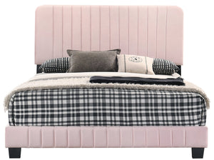 English Elm Contemporary Velvet Full Bed with Durable Frame, Lively Finish and Modern Lines for Stylish Bedrooms Pink 27 L x 60 W x 5 H B078107878