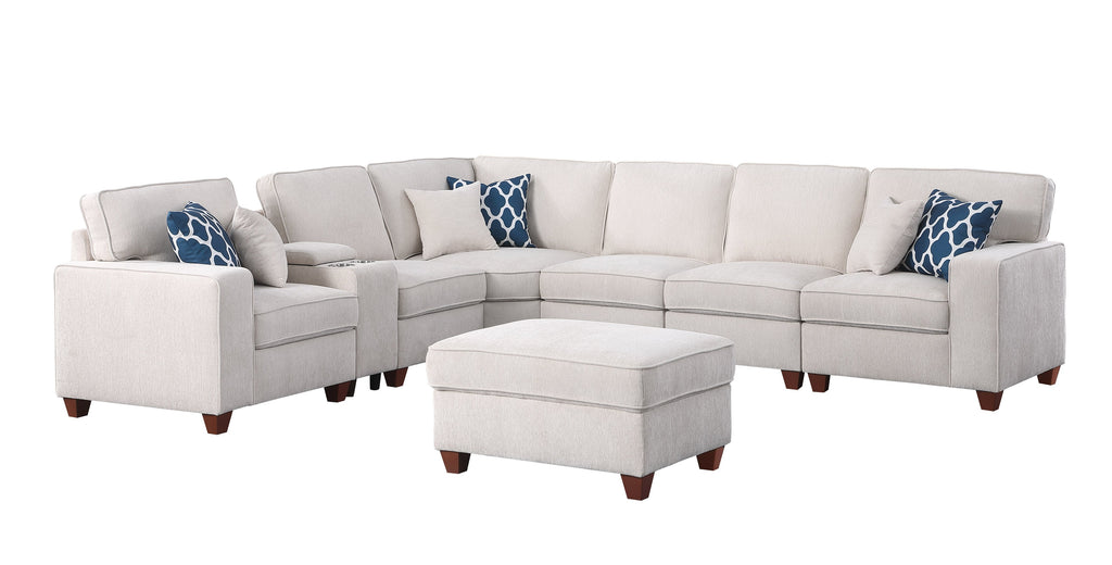 Rene Sectional Sofa With Ottoman English Elm