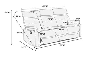 English Elm Gray Burlap Manual Recliner Chair with High Back, Padded Arms & Modern Comfort for Living Room Gray 73 L x 31 W x 21 H B011133821