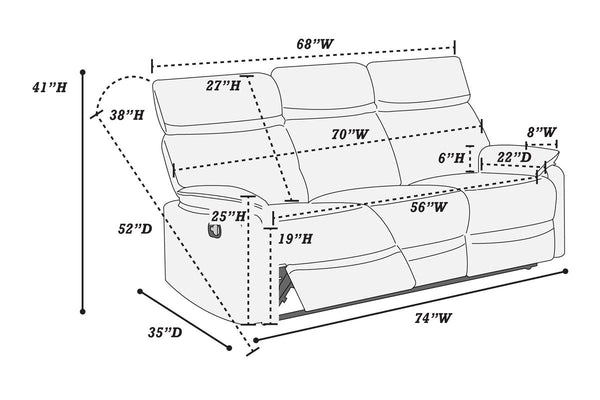 English Elm Gray Burlap Manual Recliner Chair with High Back, Padded Arms & Modern Comfort for Living Room Gray 73 L x 31 W x 21 H B011133821