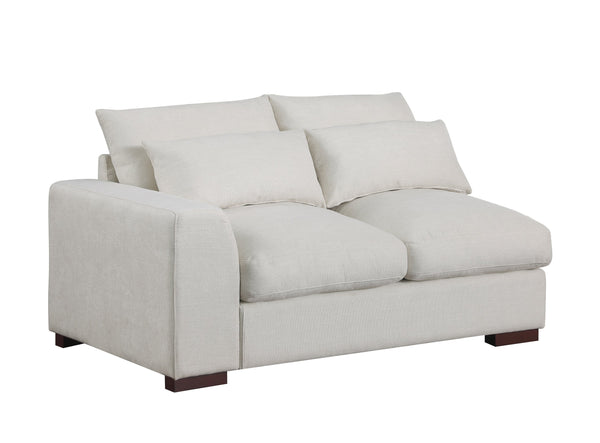 English Elm Tatman Linen Blend Sectional with Block Legs and 4 Toss Pillows—Plush Foam Seats, Easy Assembly Beige B102S00021