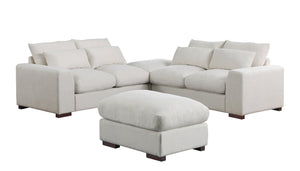 English Elm Tatman Linen Blend Sectional with Block Legs and 4 Toss Pillows—Plush Foam Seats, Easy Assembly Beige B102S00021