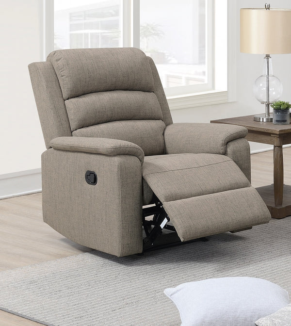 English Elm Modern Light Brown Burlap Fabric Recliner Chair, Manual Motion, Padded Headrest & Armrests for Cozy Living Room Comfort B011133824