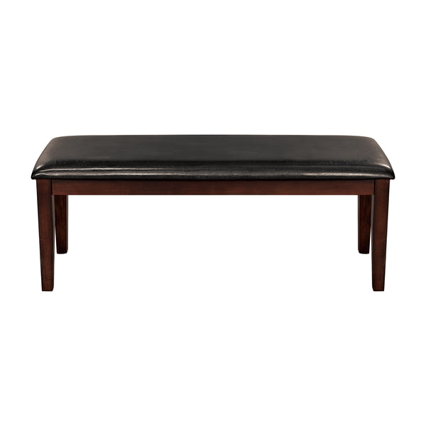 English Elm Classic Cherry Finish Wood Frame Bench with Dark Brown Faux Leather Seat, 48" Dining Accent Seat B011133815