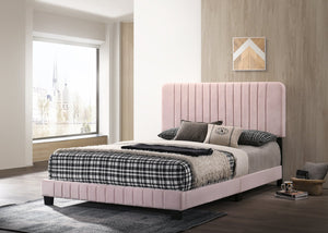 English Elm Contemporary Velvet Full Bed with Durable Frame, Lively Finish and Modern Lines for Stylish Bedrooms Pink 27 L x 60 W x 5 H B078107878