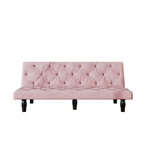 English Elm Sofa 66" Velvet Sofa Bed - Pink Convertible 3-Seater Sleeper, Solid Wood Frame, 500lb Capacity W127860393