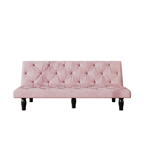 English Elm Sofa 66" Velvet Sofa Bed - Pink Convertible 3-Seater Sleeper, Solid Wood Frame, 500lb Capacity W127860393