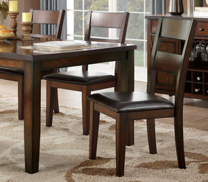 English Elm Cherry Finish 6-Piece Dining Set With Draw Leaf Table, Bench & Faux Leather Upholstered Chairs B011S00571