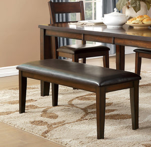 English Elm Classic Cherry Finish Wood Frame Bench with Dark Brown Faux Leather Seat, 48" Dining Accent Seat B011133815