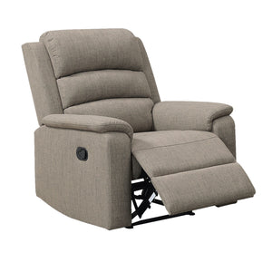 English Elm Modern Light Brown Burlap Fabric Recliner Chair, Manual Motion, Padded Headrest & Armrests for Cozy Living Room Comfort B011133824