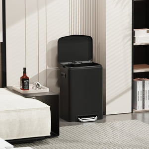 English Elm 13 13 Gallon Kitchen Foot Pedal Trash Can with Soft Close Lid, Rectangular Stainless Steel Bin for Neat Home Black W1550122450