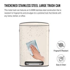 English Elm 13 13 Gallon Kitchen Foot Pedal Trash Can with Soft Close Lid, Rectangular Stainless Steel Bin for Neat Home White W1550122451