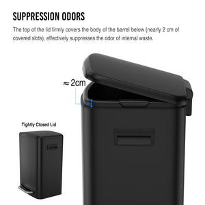 English Elm 13 13 Gallon Kitchen Foot Pedal Trash Can with Soft Close Lid, Rectangular Stainless Steel Bin for Neat Home Black W1550122450