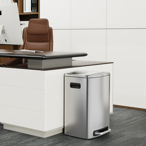 English Elm 13 13 Gallon Kitchen Foot Pedal Trash Can with Soft Close Lid, Rectangular Stainless Steel Bin for Neat Home Silver W1550122453