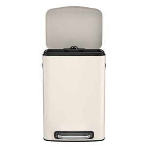 English Elm 13 13 Gallon Kitchen Foot Pedal Trash Can with Soft Close Lid, Rectangular Stainless Steel Bin for Neat Home White W1550122451