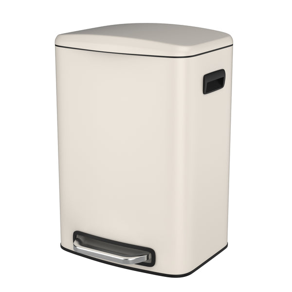 English Elm 13 13 Gallon Kitchen Foot Pedal Trash Can with Soft Close Lid, Rectangular Stainless Steel Bin for Neat Home White W1550122451