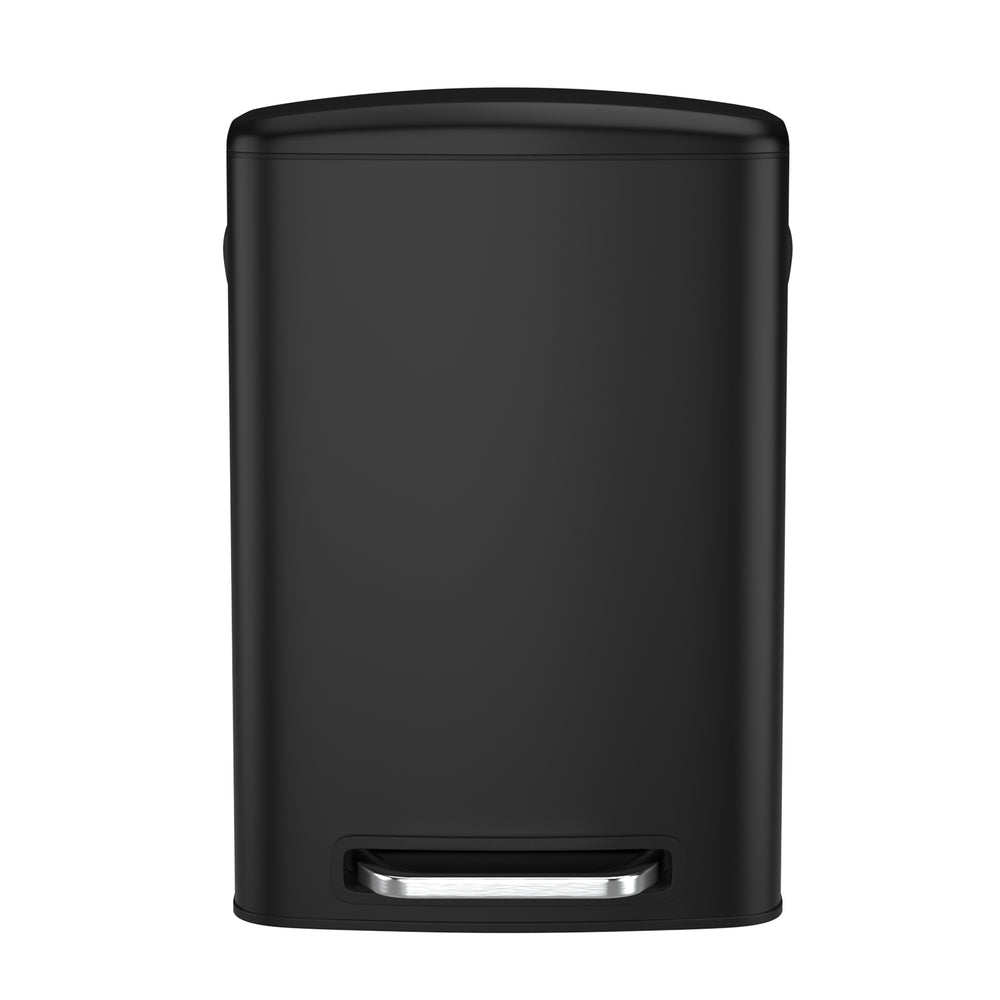English Elm 13 13 Gallon Kitchen Foot Pedal Trash Can with Soft Close Lid, Rectangular Stainless Steel Bin for Neat Home Black W1550122450