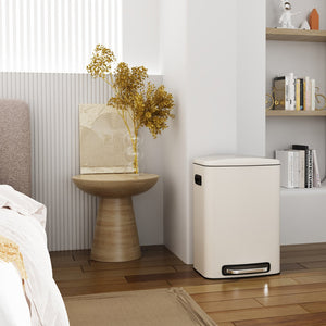 English Elm 13 13 Gallon Kitchen Foot Pedal Trash Can with Soft Close Lid, Rectangular Stainless Steel Bin for Neat Home White W1550122451