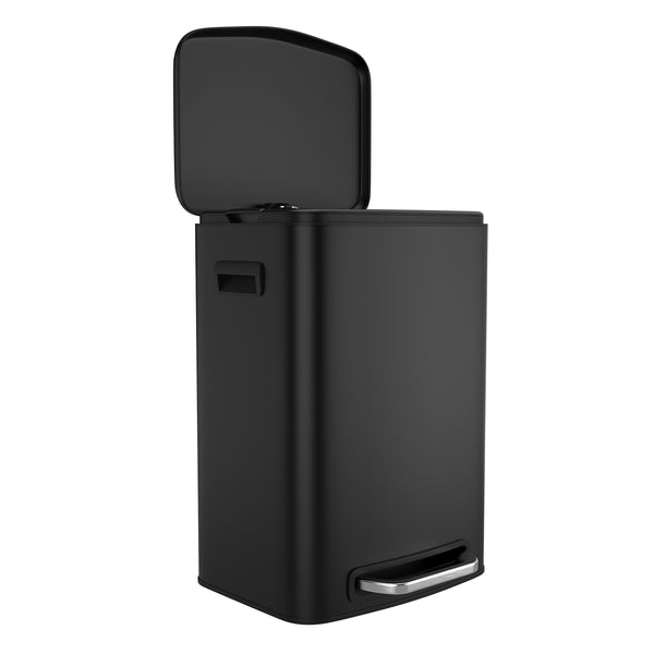 English Elm 13 13 Gallon Kitchen Foot Pedal Trash Can with Soft Close Lid, Rectangular Stainless Steel Bin for Neat Home Black W1550122450