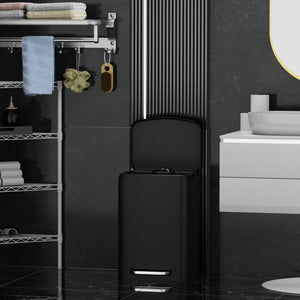 English Elm 13 13 Gallon Kitchen Foot Pedal Trash Can with Soft Close Lid, Rectangular Stainless Steel Bin for Neat Home Black W1550122450