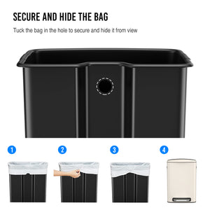 English Elm 13 13 Gallon Kitchen Foot Pedal Trash Can with Soft Close Lid, Rectangular Stainless Steel Bin for Neat Home White W1550122451