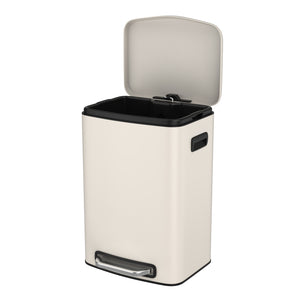 English Elm 13 13 Gallon Kitchen Foot Pedal Trash Can with Soft Close Lid, Rectangular Stainless Steel Bin for Neat Home White W1550122451