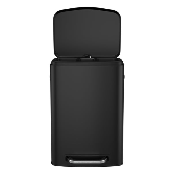 English Elm 13 13 Gallon Kitchen Foot Pedal Trash Can with Soft Close Lid, Rectangular Stainless Steel Bin for Neat Home Black W1550122450
